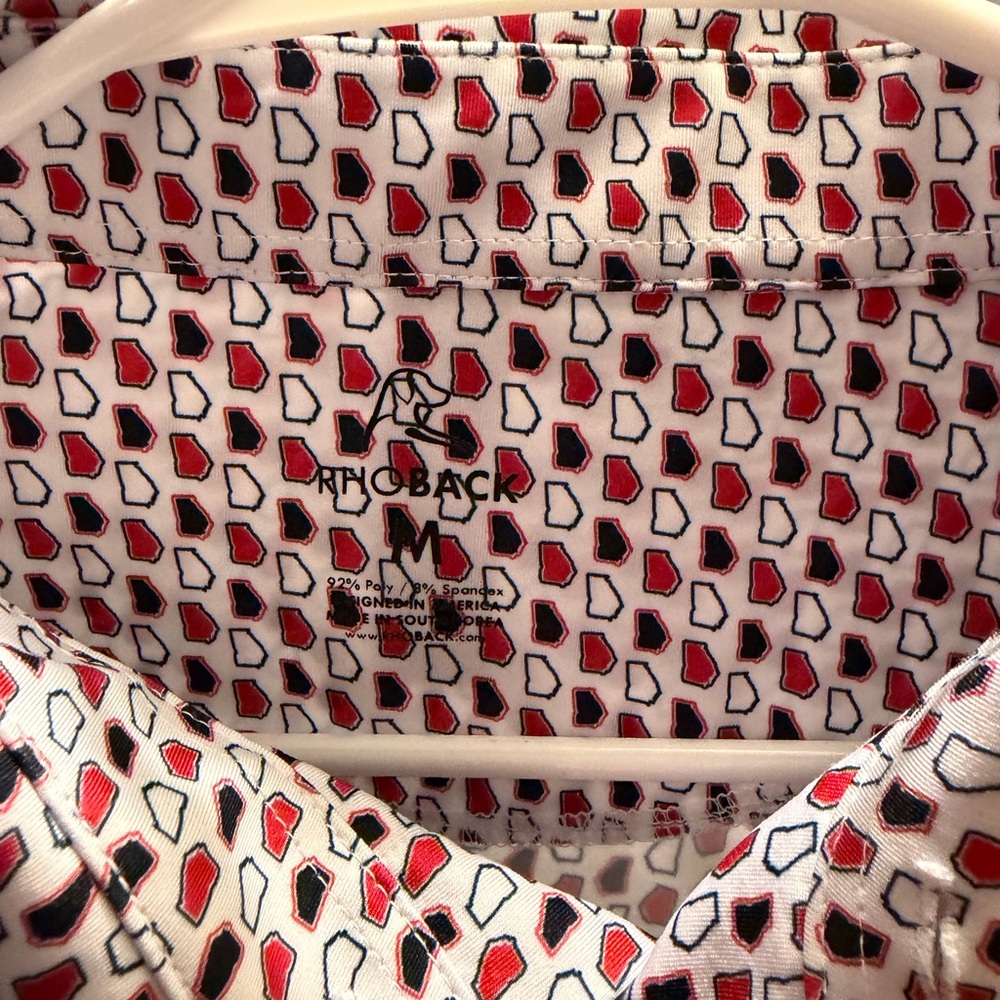 Rhoback Georgia White and Red Patterned Polo Shirt - Picture 3 of 3